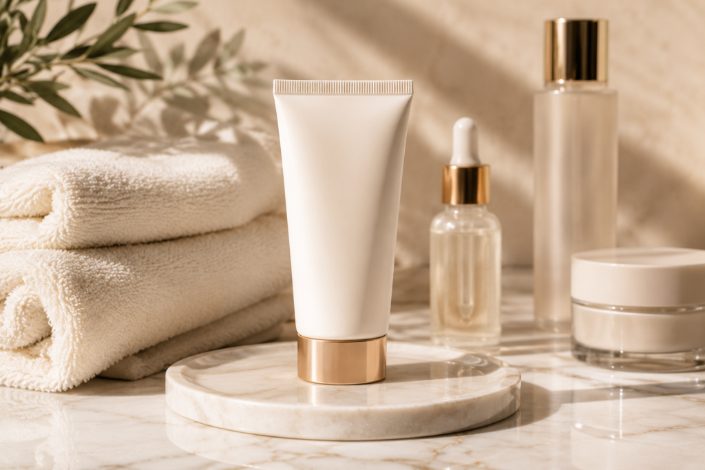 aplicação de protetor solar facial na rotina de skincare matinal