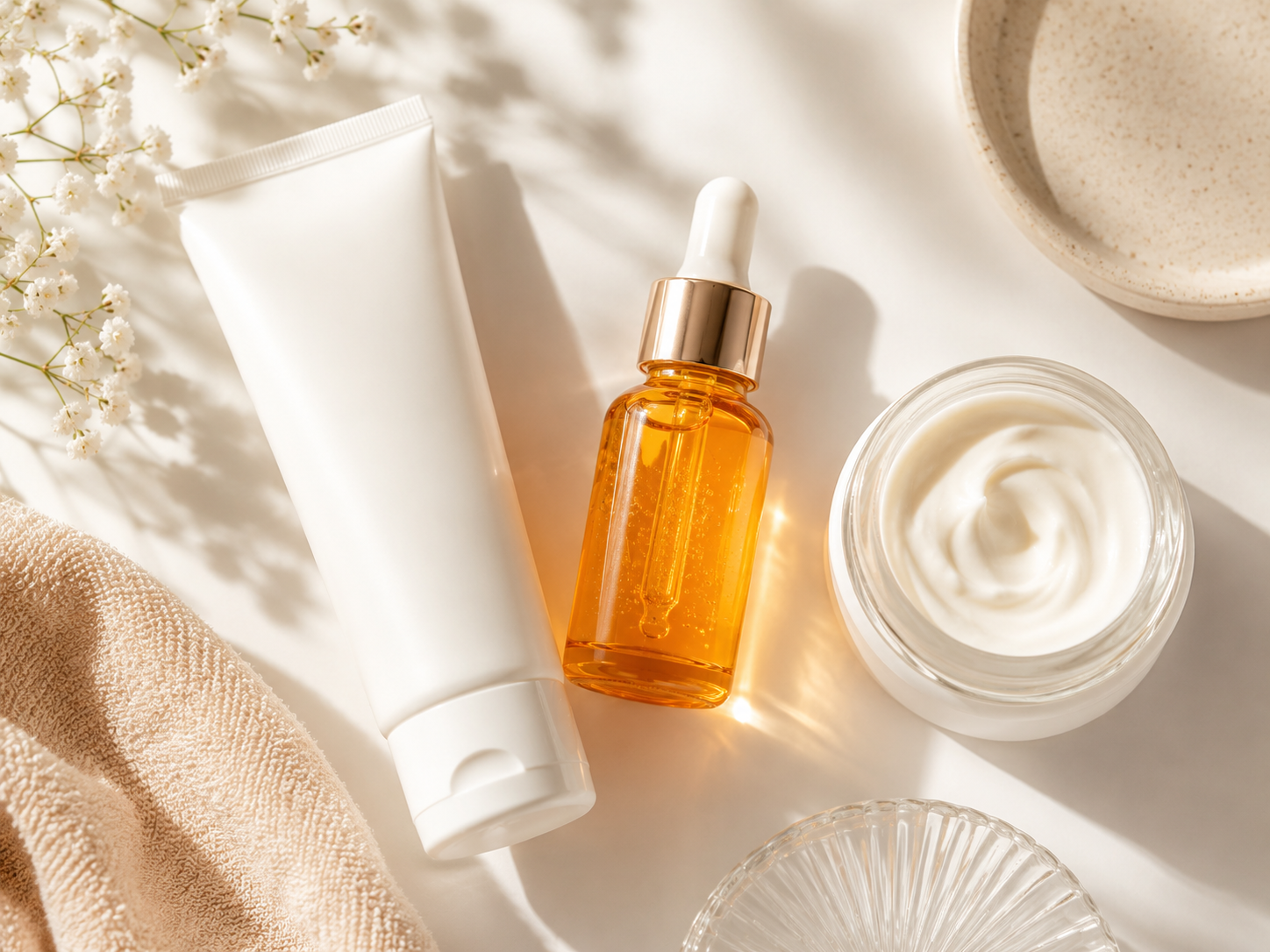 produtos rotina skincare diurno e noturno separados
