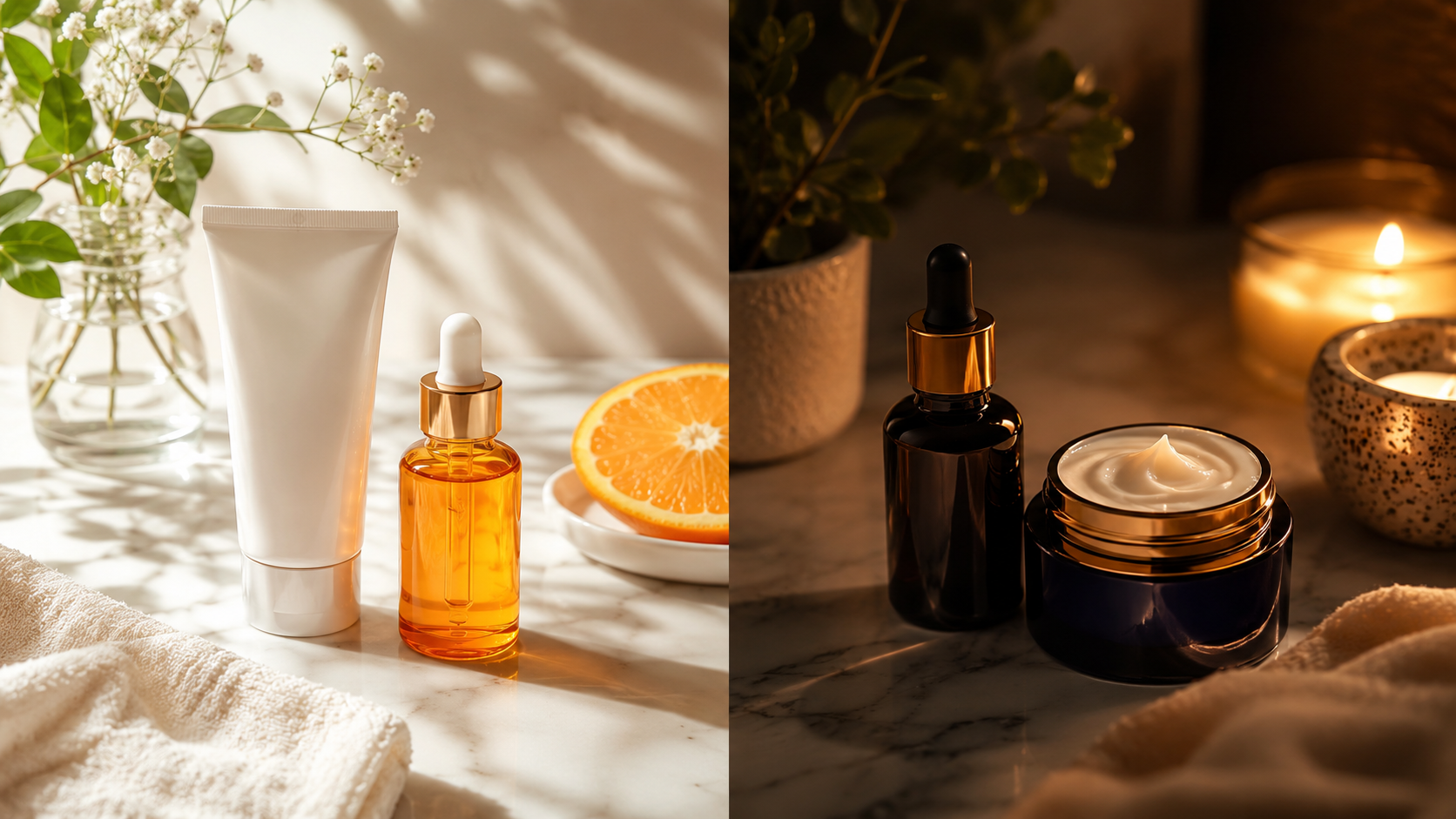 diferenca skincare dia e noite produtos