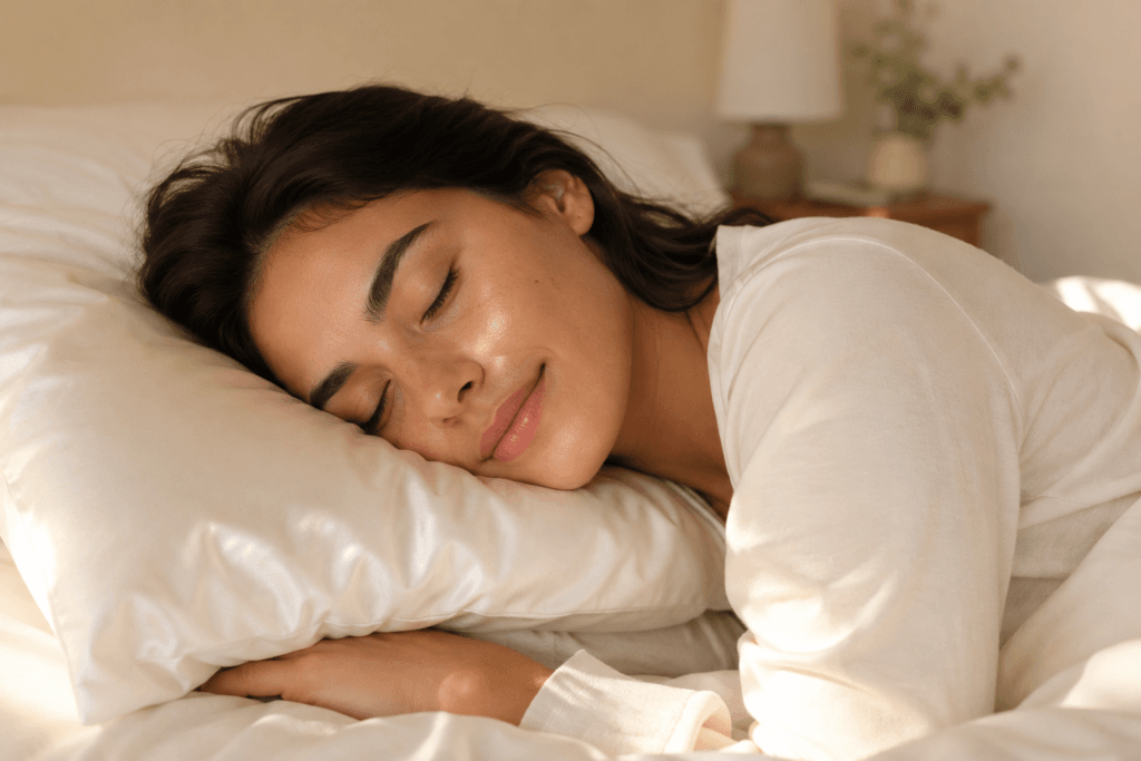 sono e pele mulher descansando com pele saudável