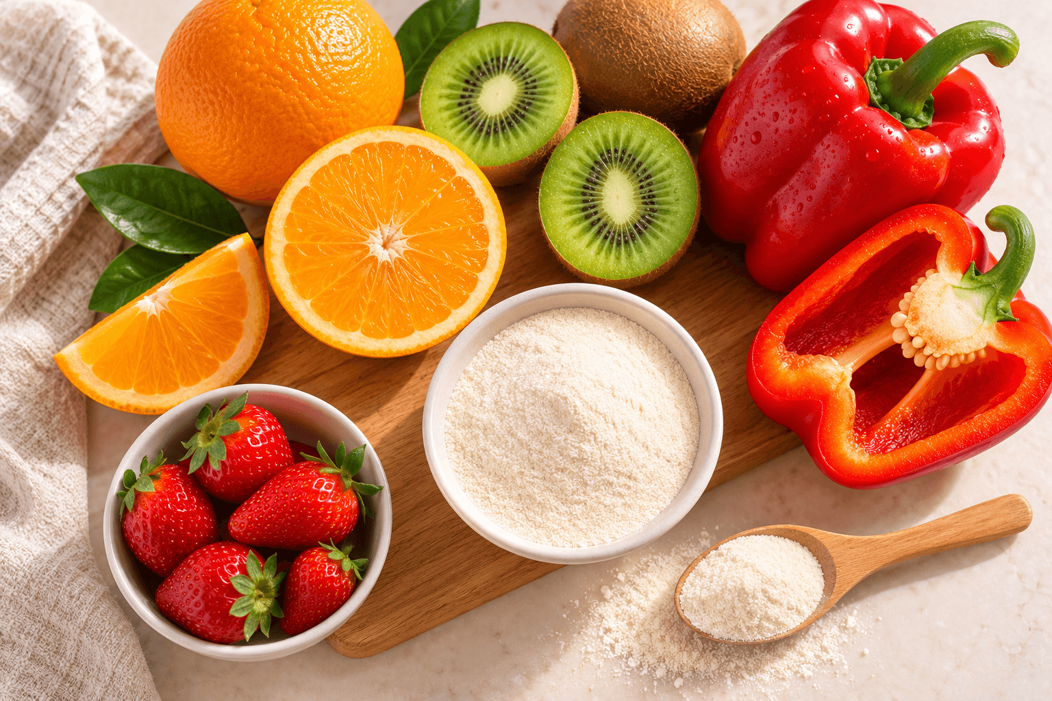 alimentos com vitamina c para absorcao de colageno