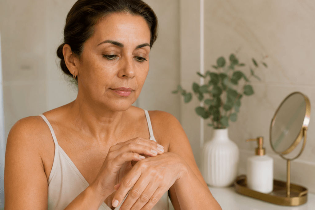 pele fina na menopausa maos com veias visiveis
